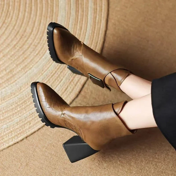 Boots For Women | Ankle Block Heel With Strap Detail