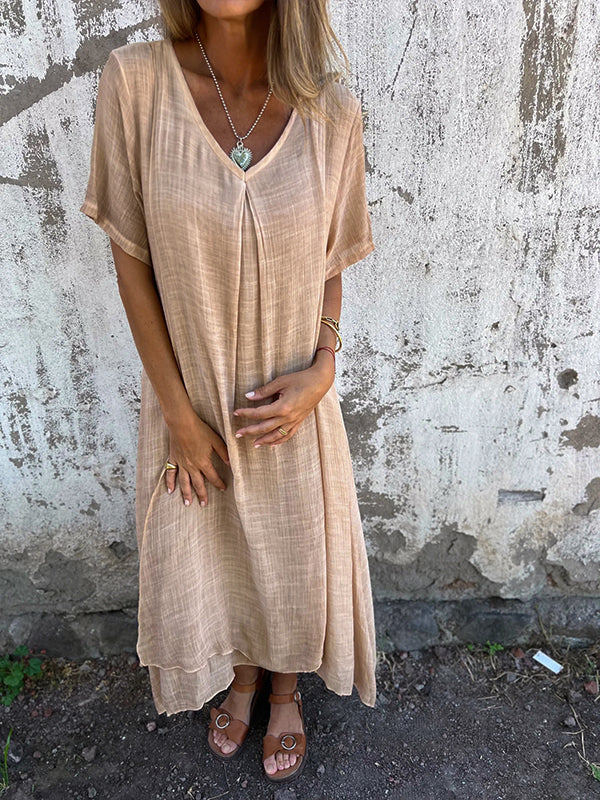 Women's Dress | Loose Midi V-Neck