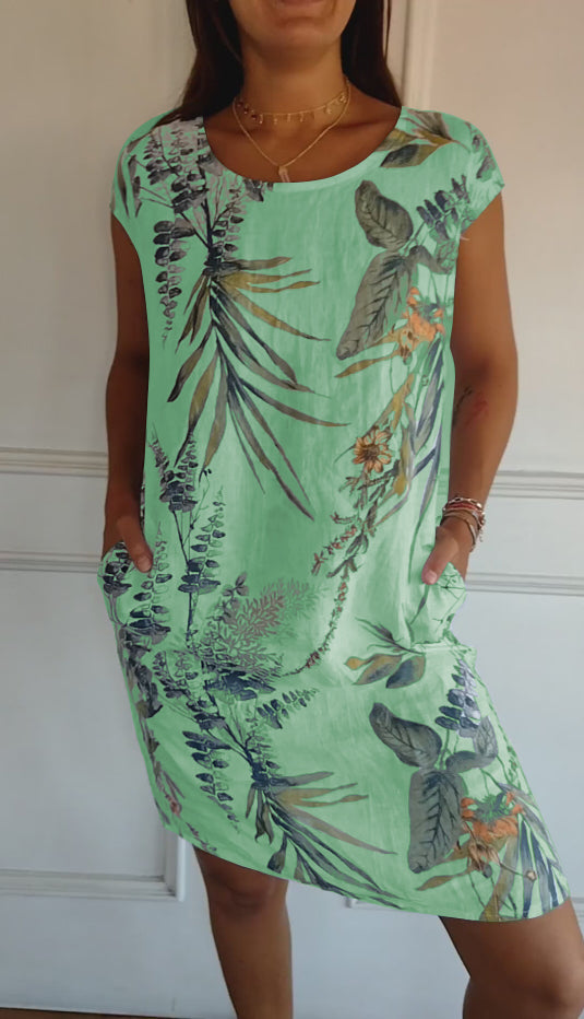 Women's Dress | Botanical Print Shift Mini