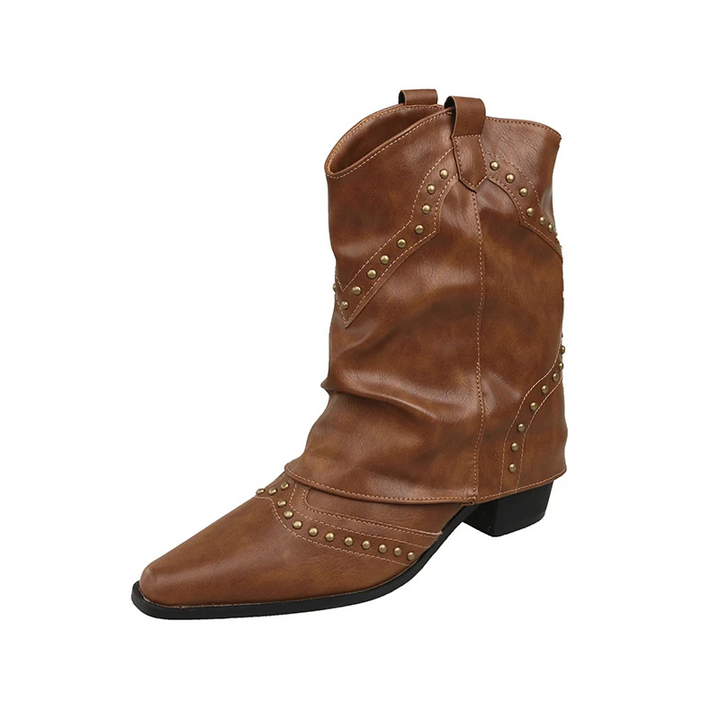 Boots For Women | Ankle Stud Low Heel Slouch