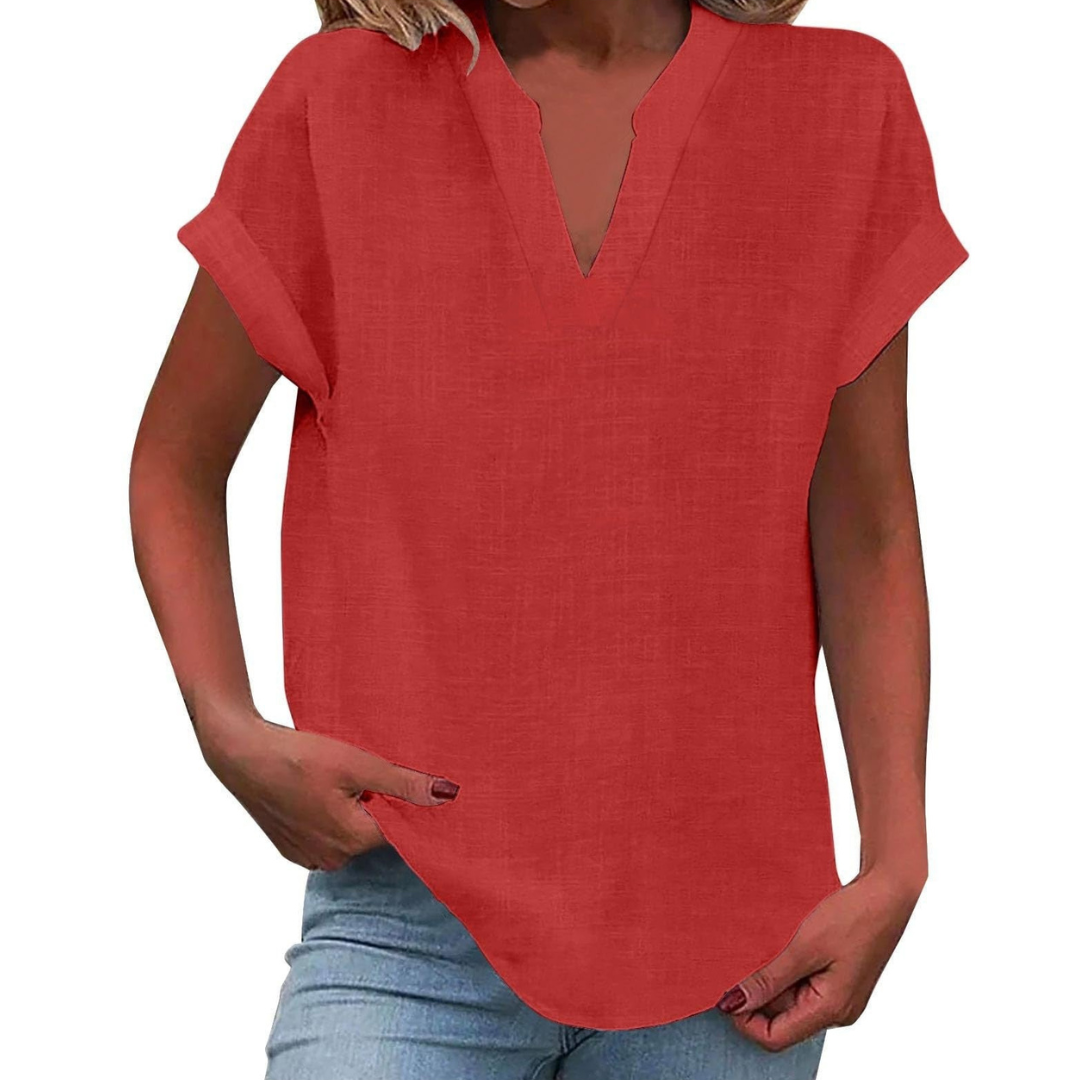 Women’s Blouse | V Neck Short Sleeve