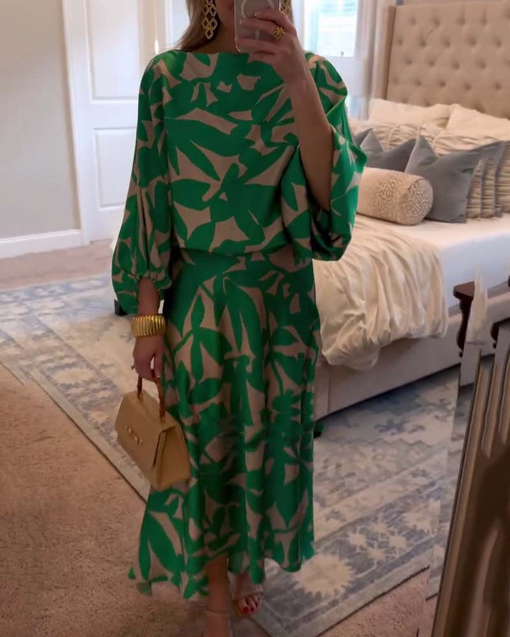 Women's Two-Piece Set  | Top and Midi Length Skirt