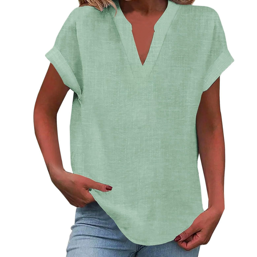 Women’s Blouse | V Neck Short Sleeve
