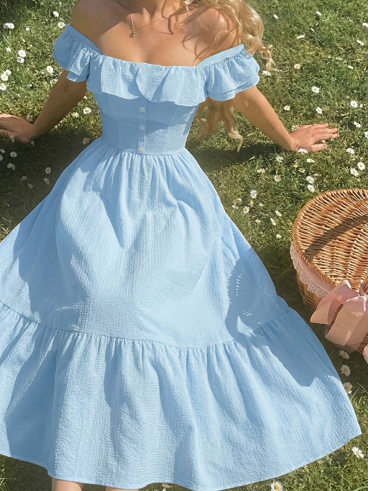 Women's Cocktail Maxi Dress | Off-Shoulder Ruffled