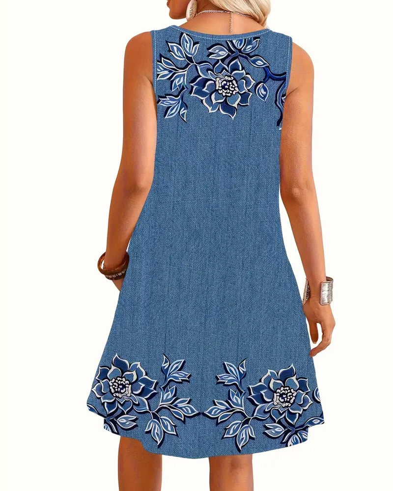 Women’s Dress | Sleeveless Floral Button