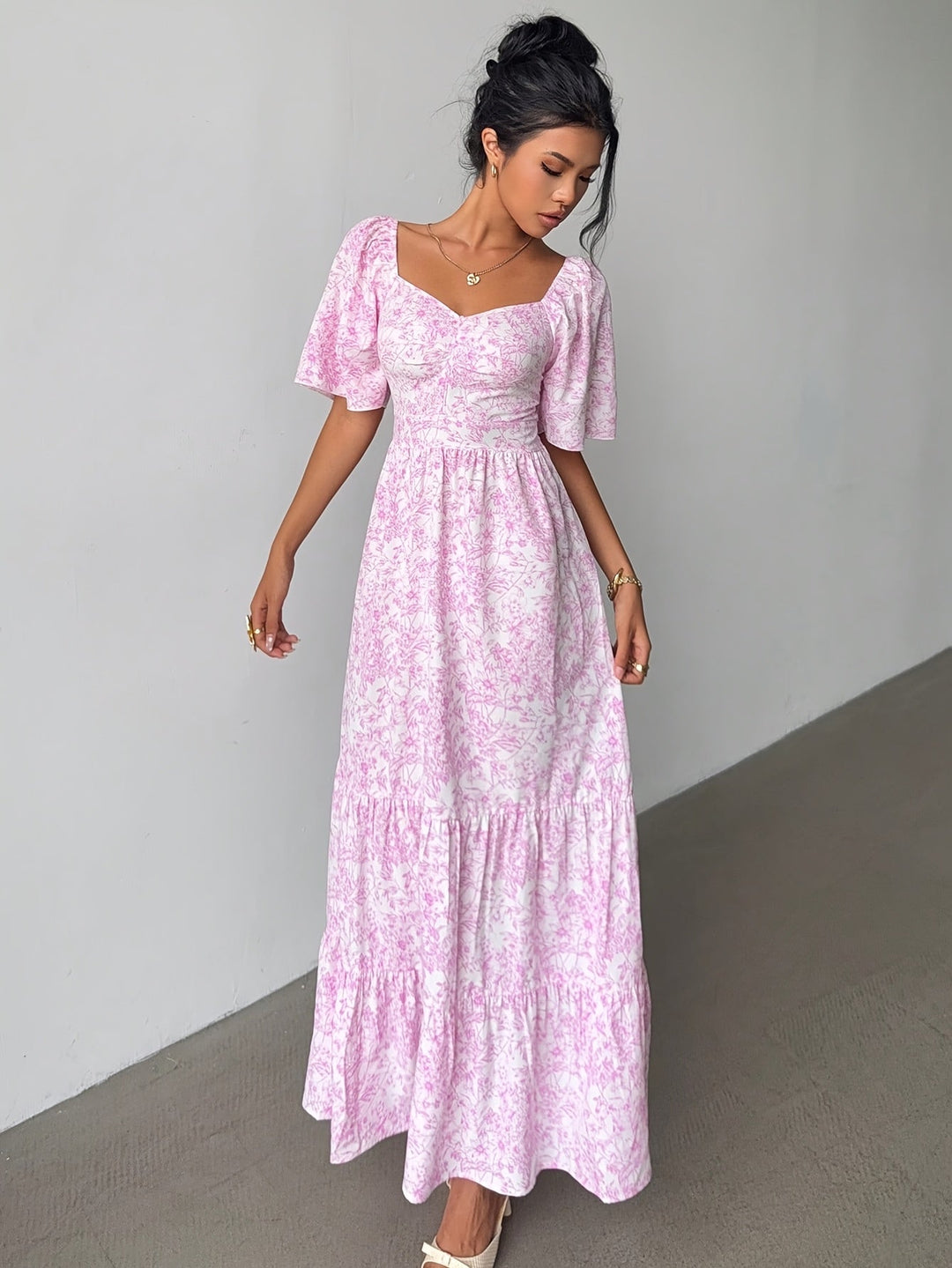 Women's Floral Maxi Dress | Sweetheart Tiered