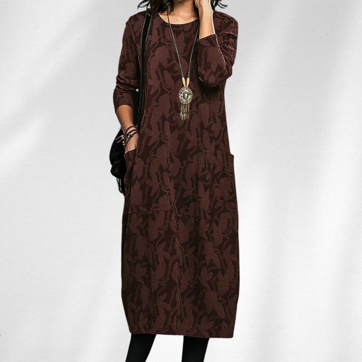 Women's Winter Dress | Pocket Detail Long Sleeve Midi