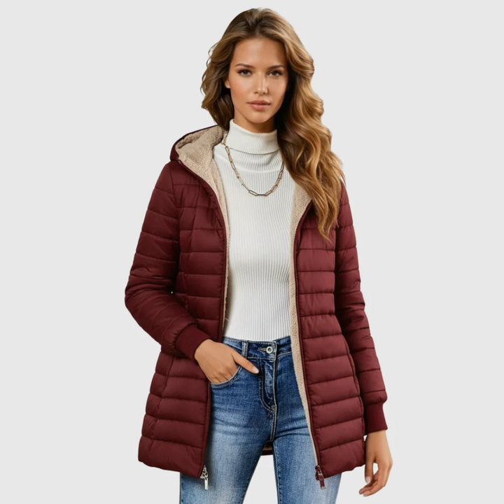 Women's Coat | Long Padded Zip Front Design