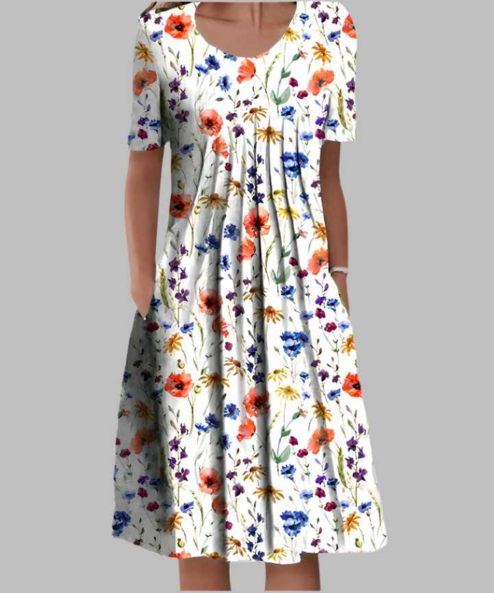 Women's Dress | Printed Midi Short Sleeve