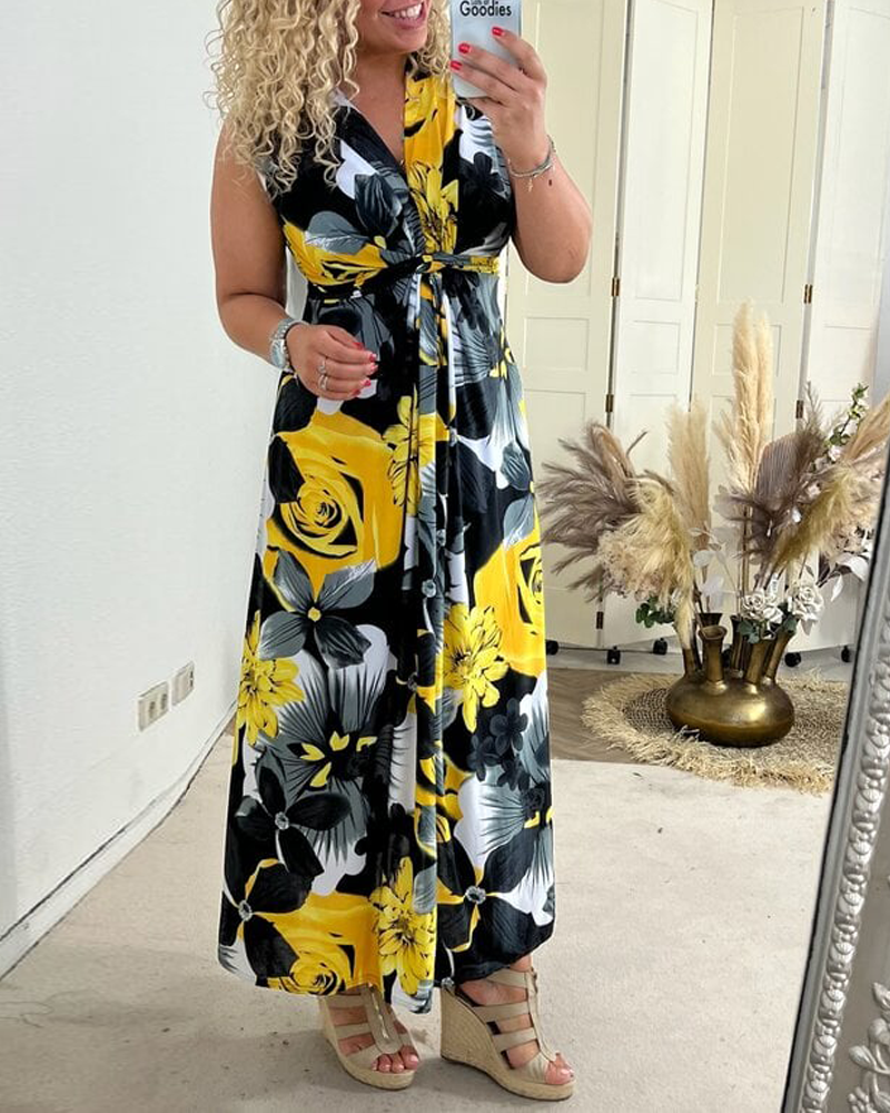 Women's Wedding Guest Maxi Dress | Floral Pleated