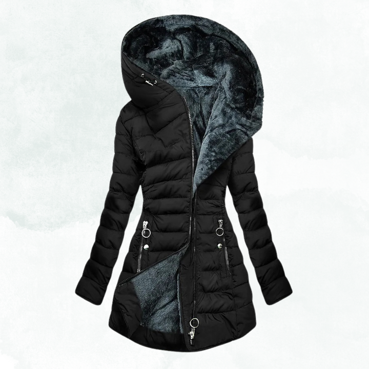 Women's Jacket | Quilted Hooded Asymmetrical Zip