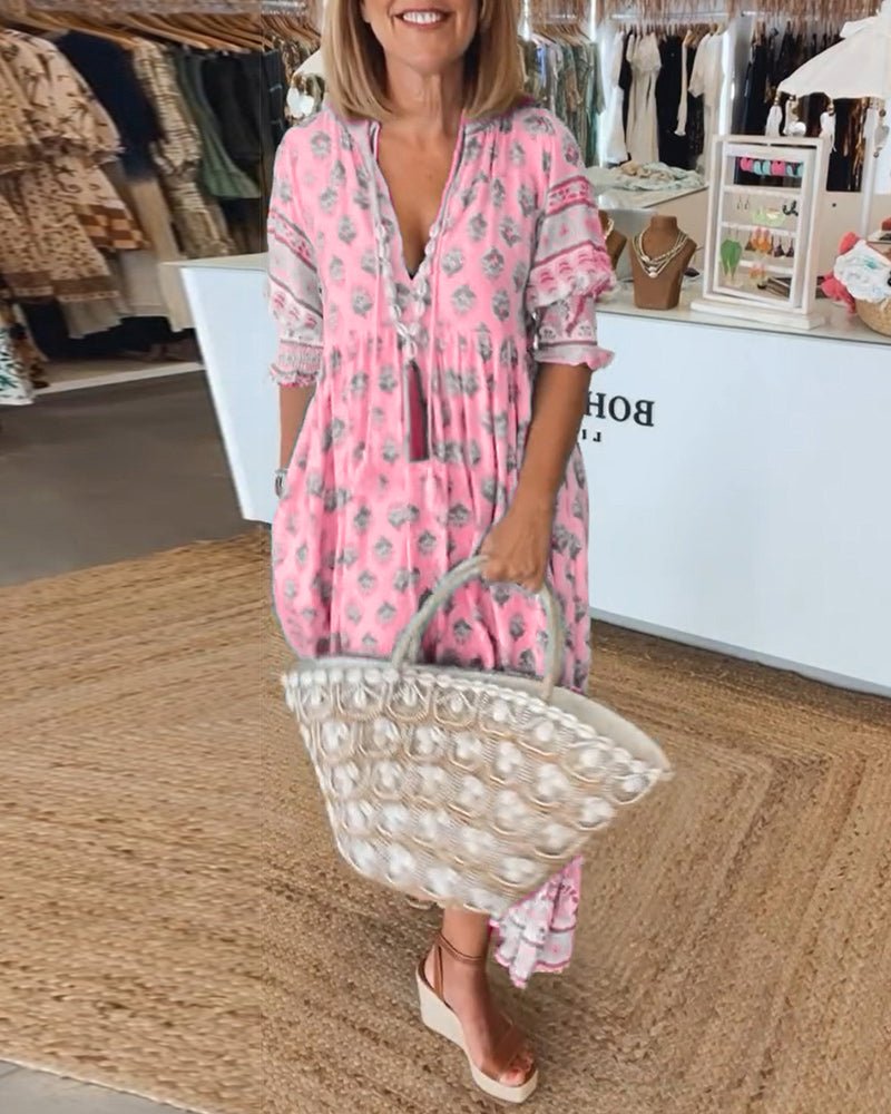 Women's Boho Dress | Tiered Maxi Ruffle Sleeve