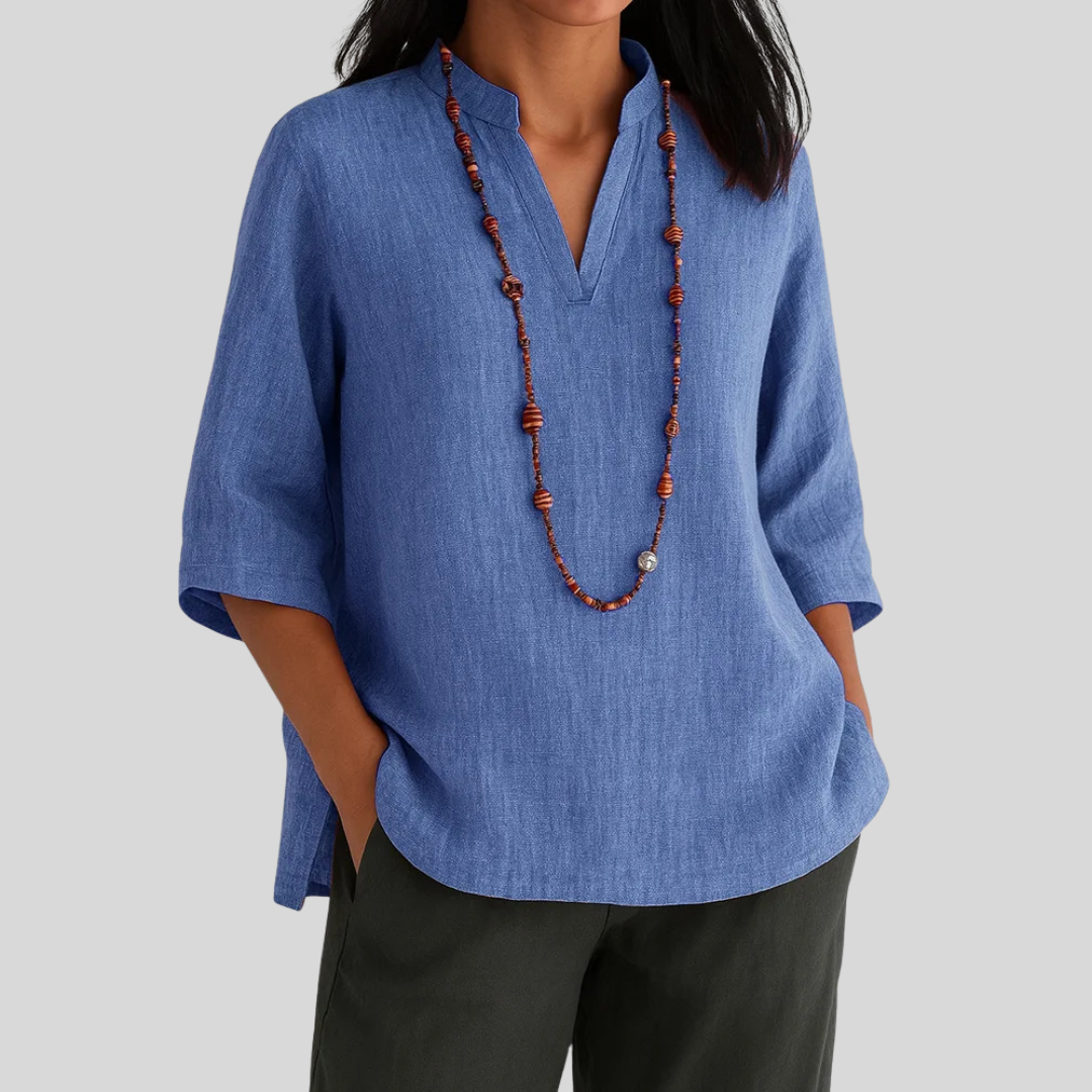Women’s Blouse | V-Notch Three-Quarter Sleeve