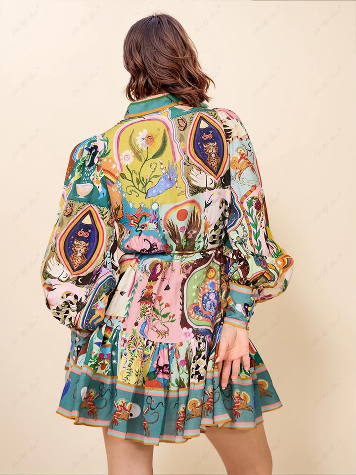 Women's Boho Mini Dress | Long Sleeve