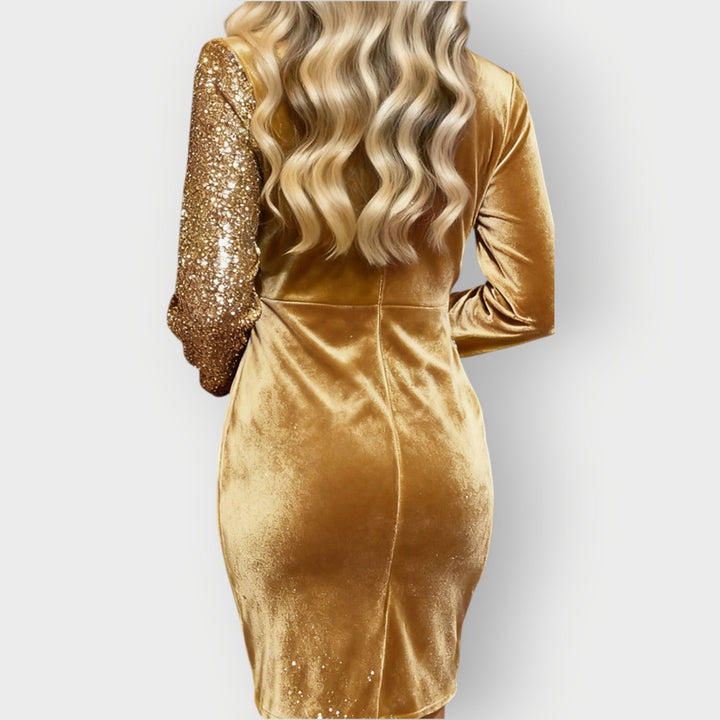 Women's Cocktail Dress | Asymmetric Long Sleeve