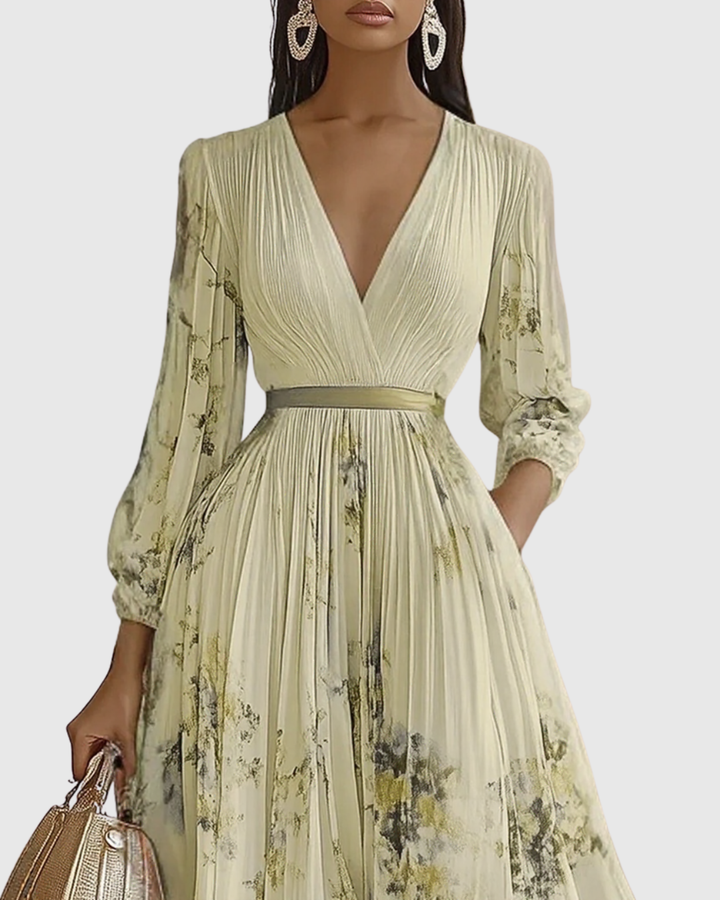 Women's Wedding Guest Maxi Dress | Pleated V-Neck