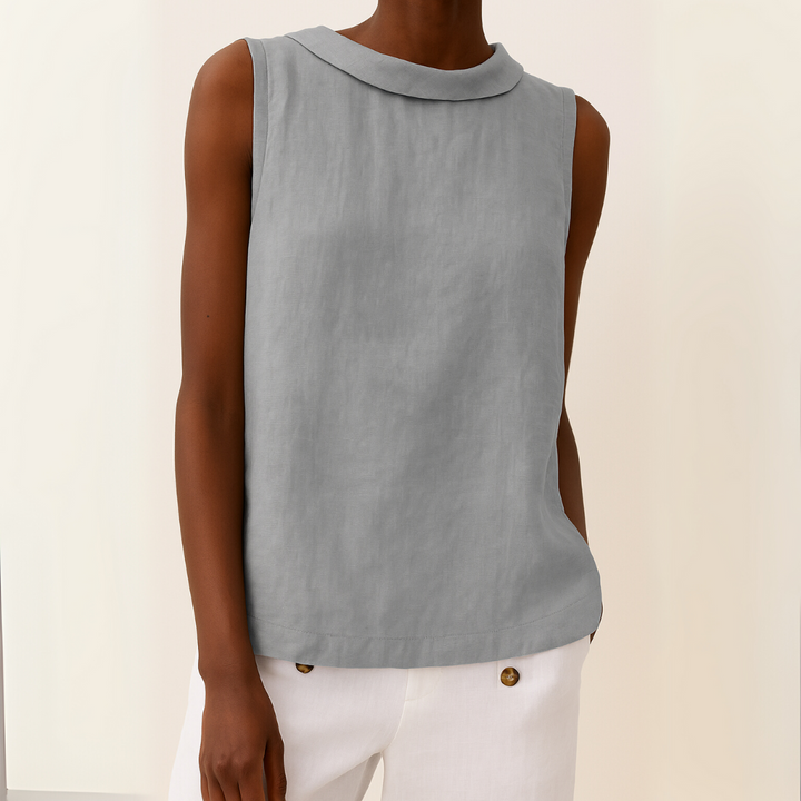 Women’s Blouse | Sleeveless with Roll Collar