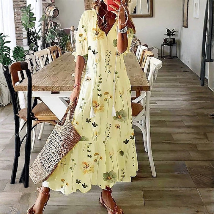 Women's Boho Maxi Dress | Short Sleeve Floral