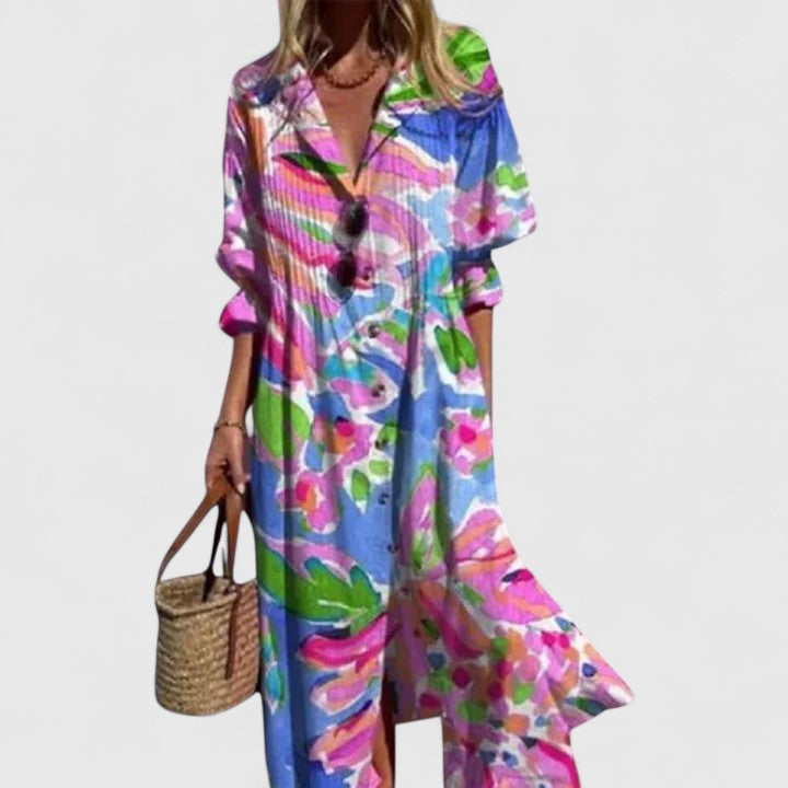 Women's Boho Maxi Dress | Botanical Long Sleeve