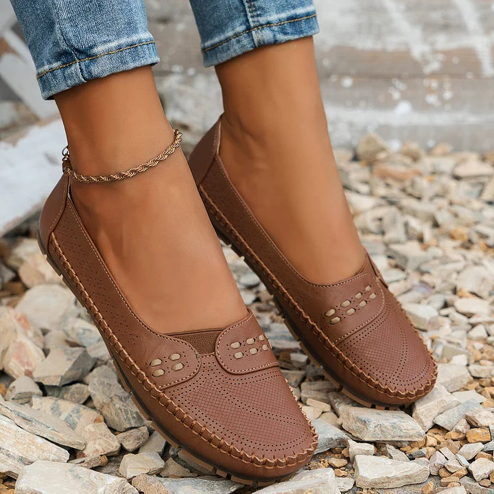Loafers For Women | Perforated Closed Toe Slip-On