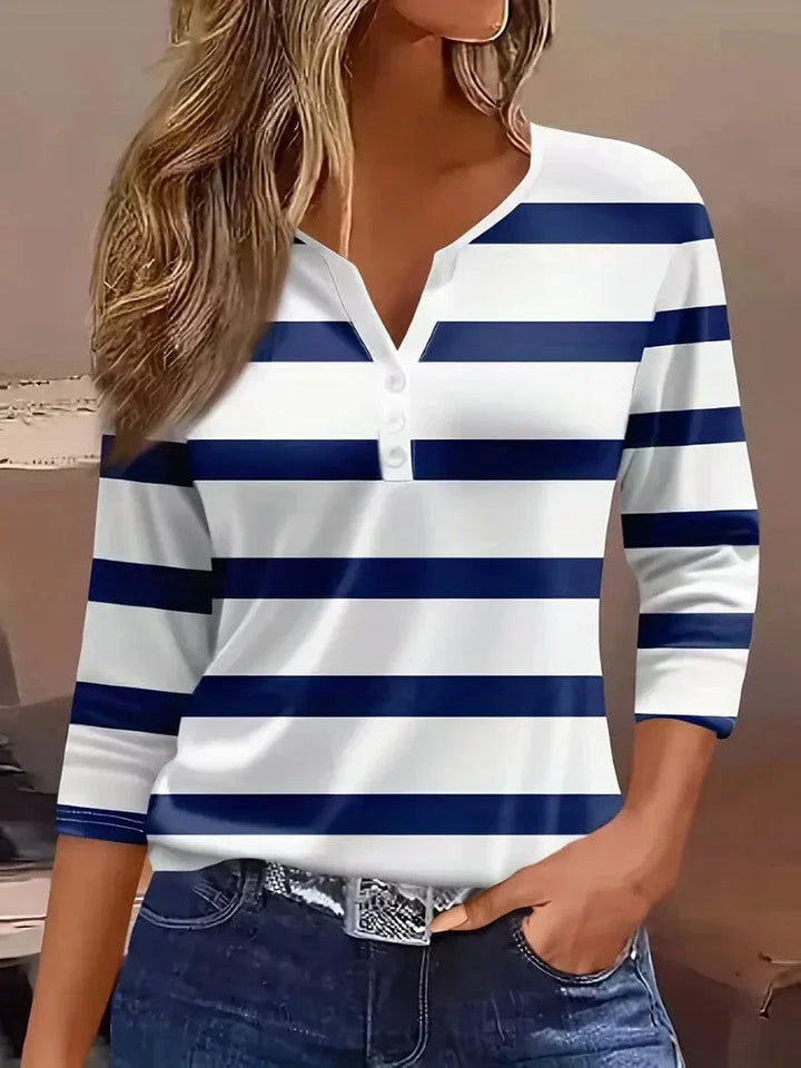 Women’s Blouse | Striped V-Neck