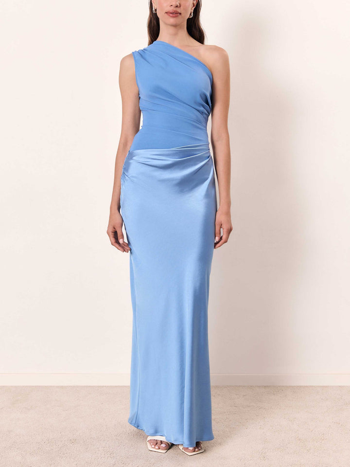 Women's Wedding Guest Maxi Dress | Asymmetric Pleated