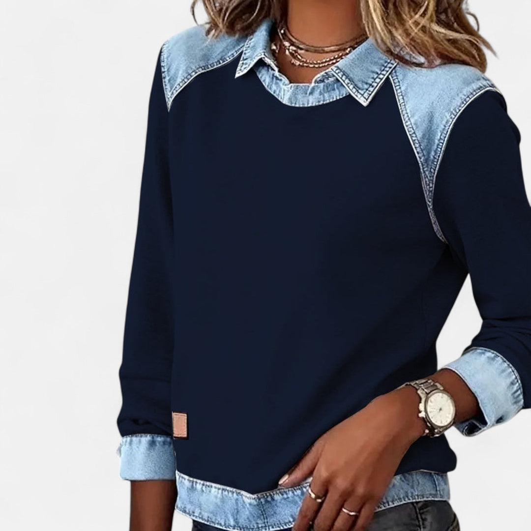 Women's Sweater | Layered Collar Detail