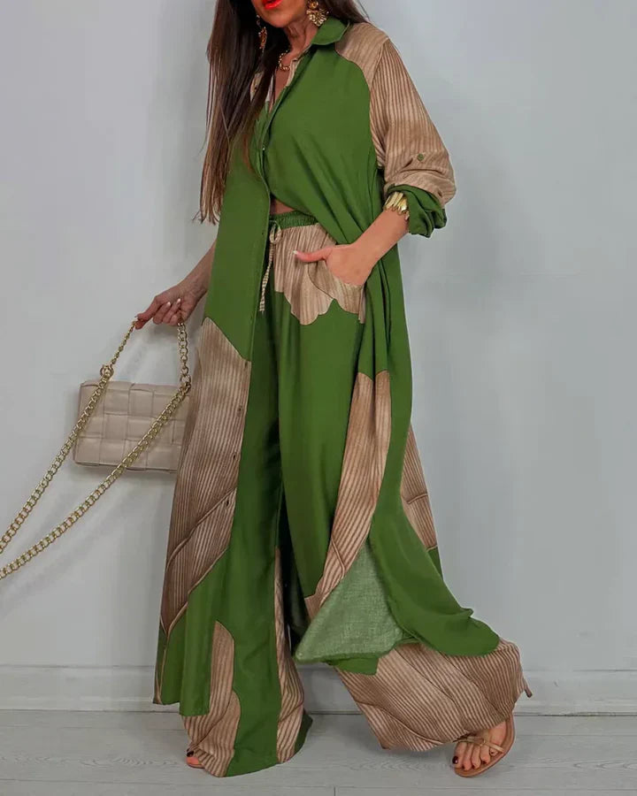 Women's Outfit Set | Wide Leg Collared Button Shirt