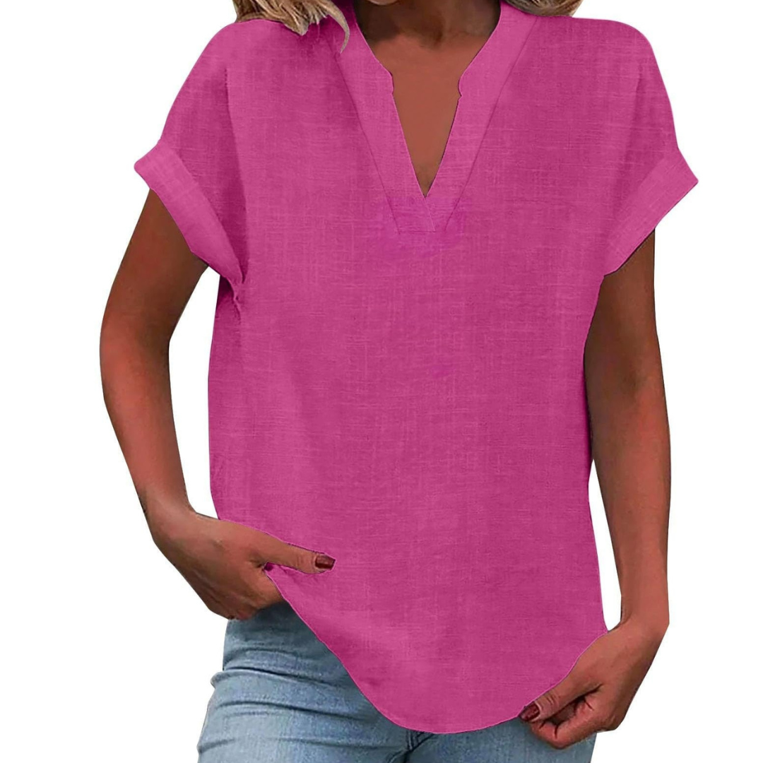 Women’s Blouse | V Neck Short Sleeve