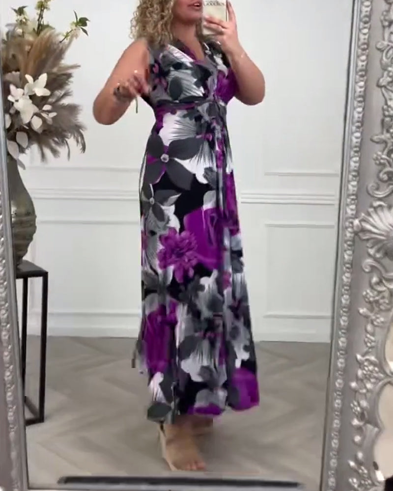 Women's Wedding Guest Maxi Dress | Floral Pleated