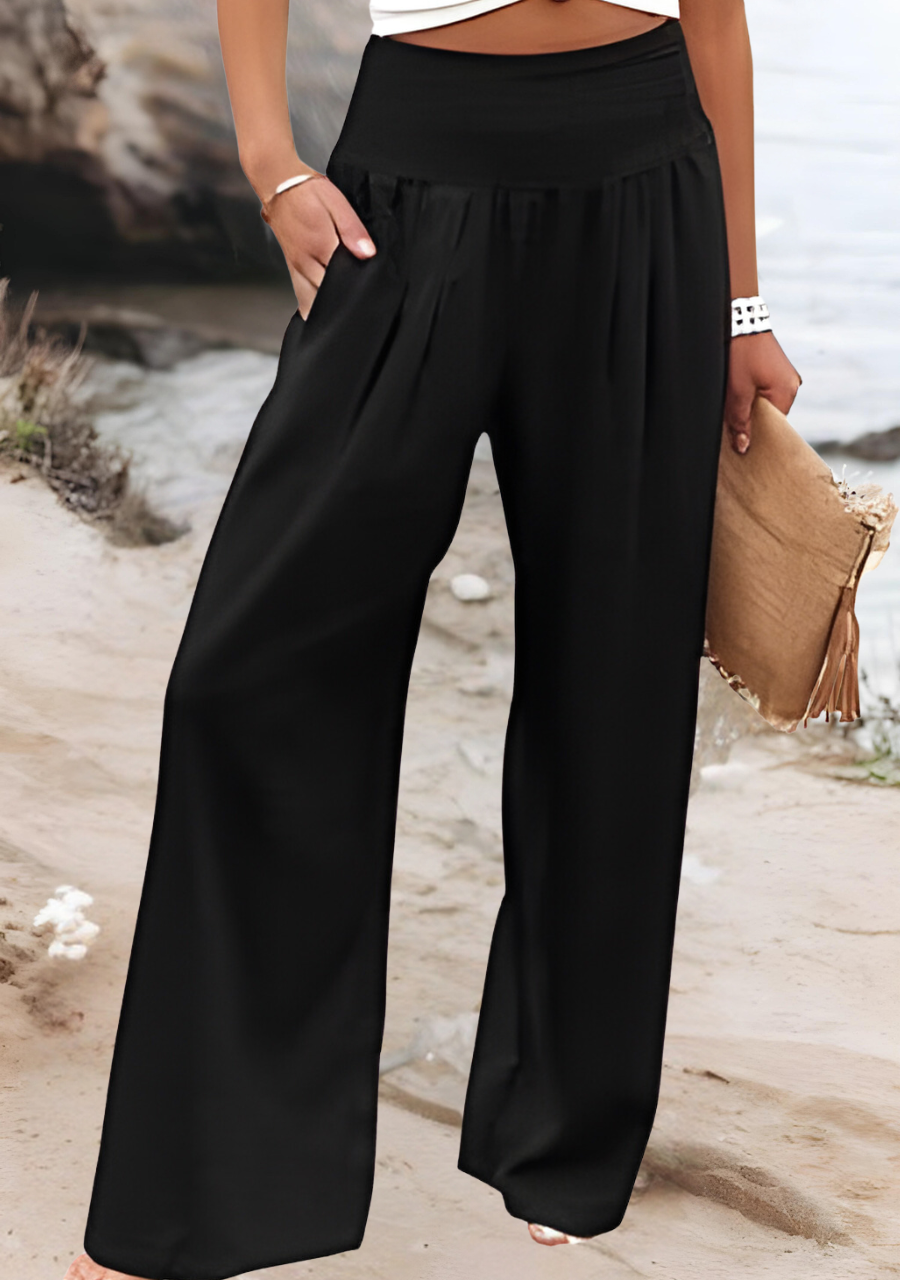 Women's Beach Pants | Wide Leg Elastic Waist