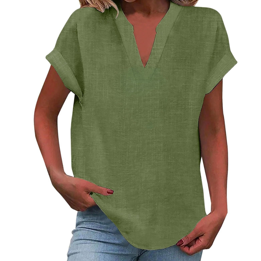 Women’s Blouse | V Neck Short Sleeve