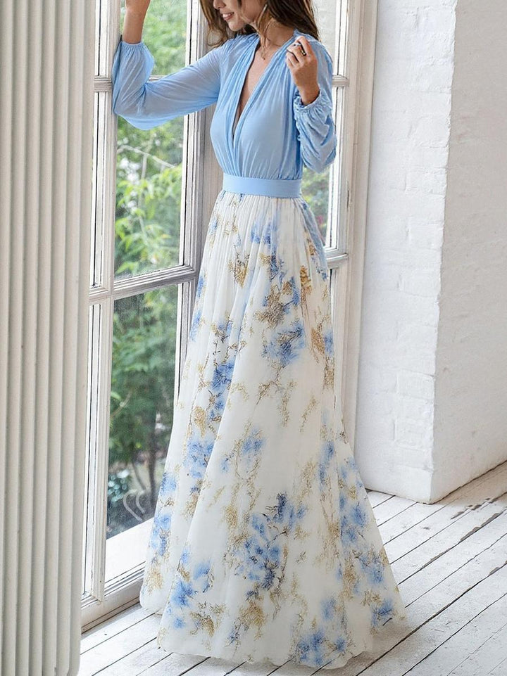 Women's Dress | Floral Skirt Long Sleeve Maxi