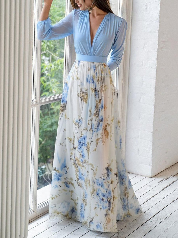 Women's Boho Maxi Dress | Floral V-Neck