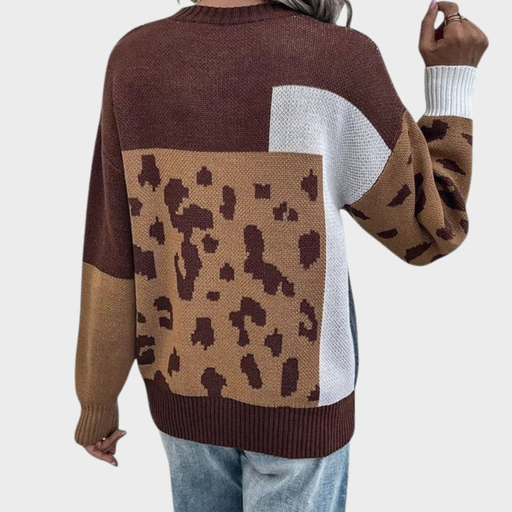 Women's Sweater | Animal Style Patterned Panels