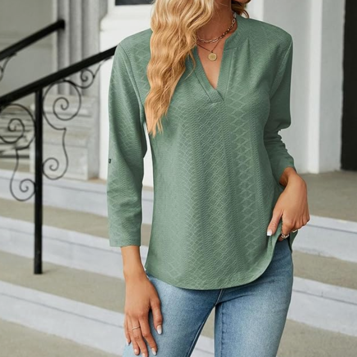 Women’s Blouse | Textured V-Neck