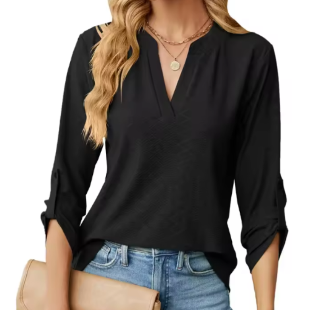 Women’s Blouse | Textured V-Neck