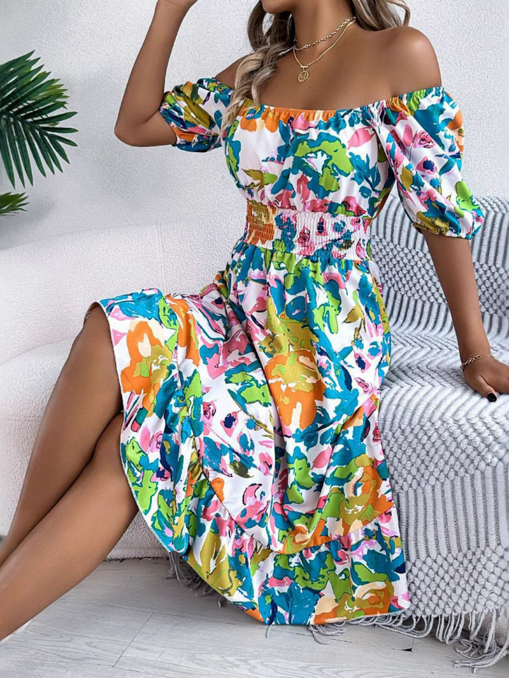 Women's Boho Midi Dress | Off-Shoulder