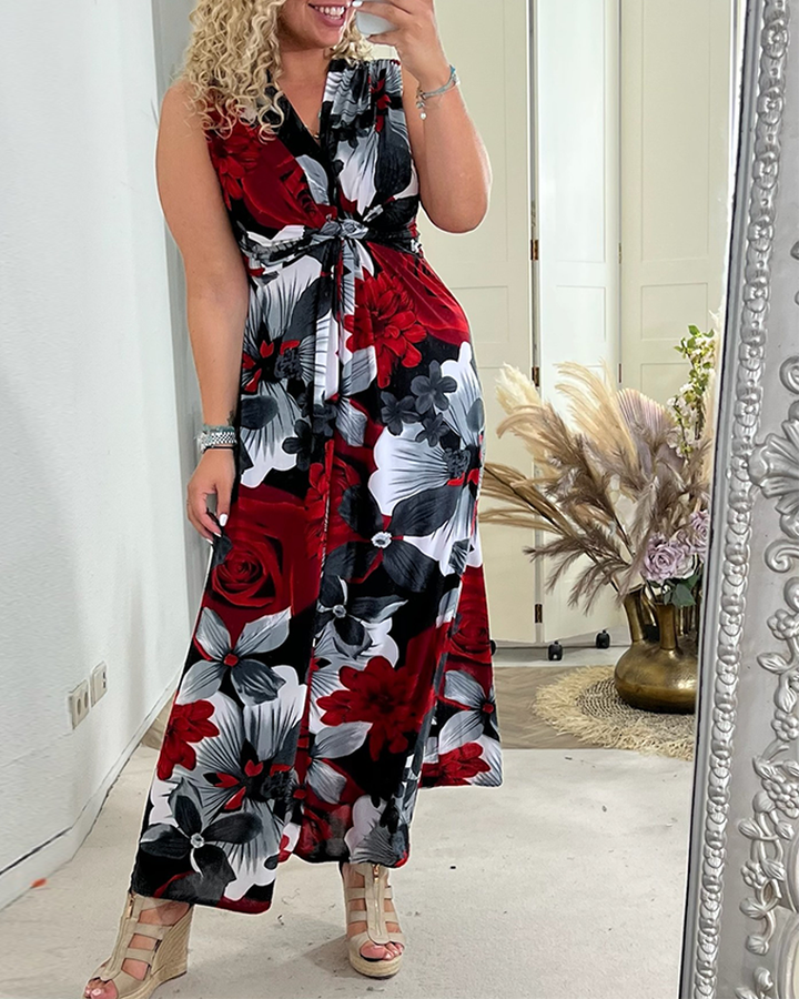 Women's Wedding Guest Maxi Dress | Floral Pleated
