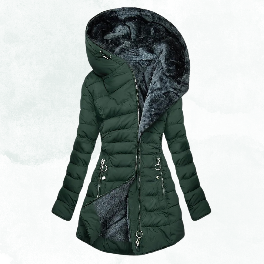 Women's Jacket | Quilted Hooded Asymmetrical Zip