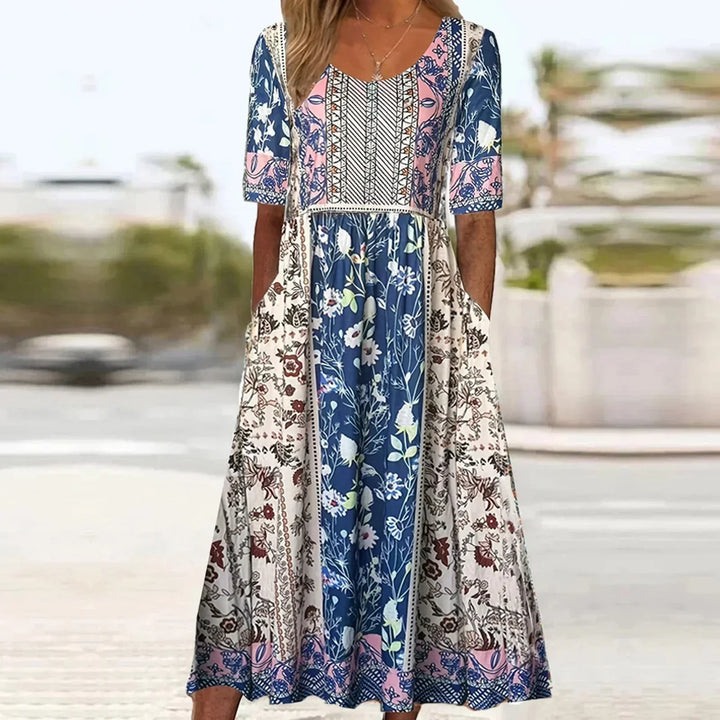Women's Boho Midi Dress | Short Sleeve