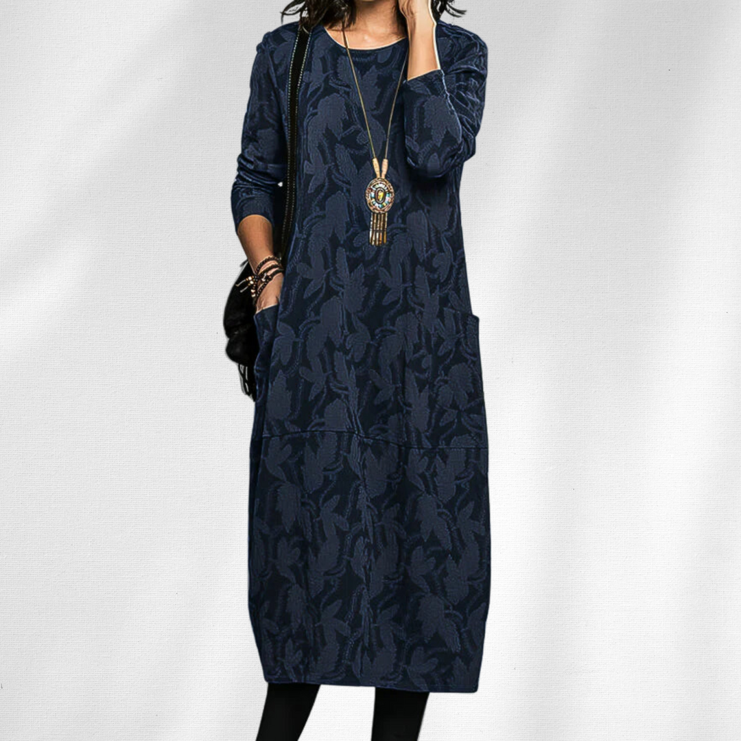 Women's Winter Dress | Pocket Detail Long Sleeve Midi