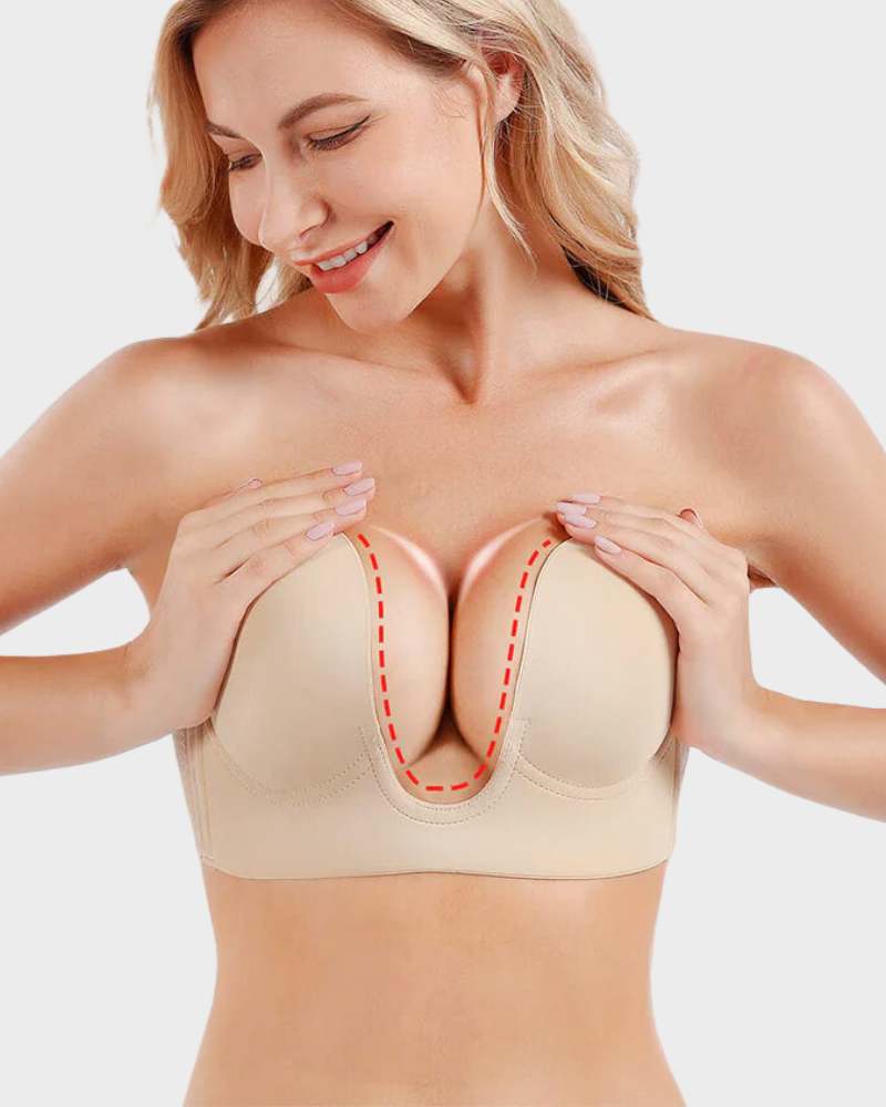 Women's Push-Up Plunge Bra | Deep U-Shaped Seamless Design