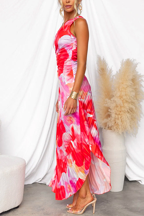 Women's Wedding Guest Maxi Dress | Pleated Floral