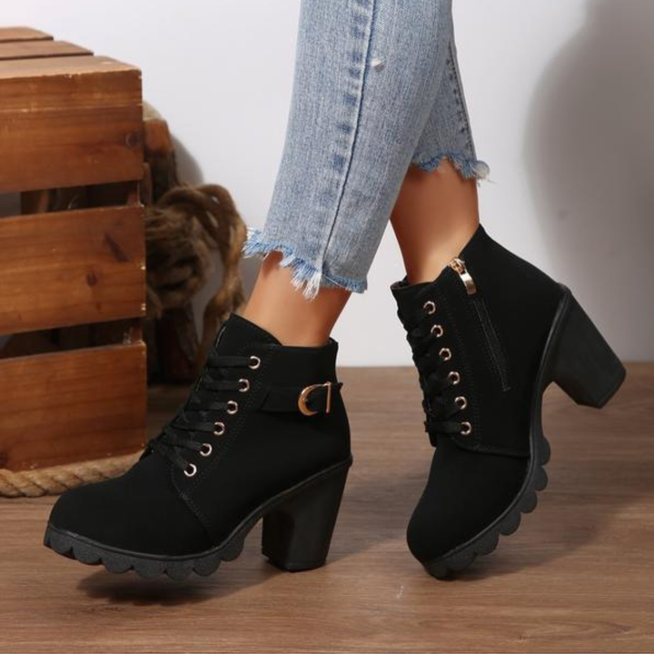 Boots For Women | Lace Up Ankle Block Heel