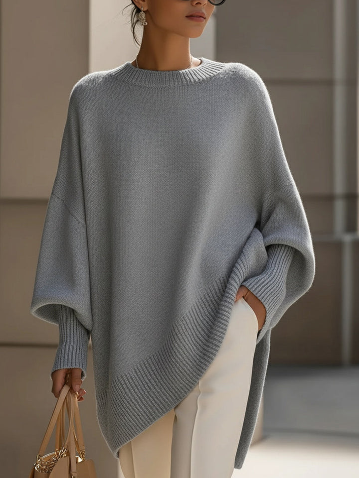 Women's Sweater | Oversized Poncho Ribbed Trim
