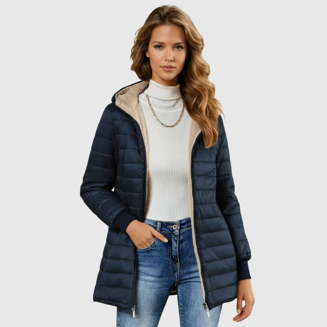 Women's Coat | Long Padded Zip Front Design