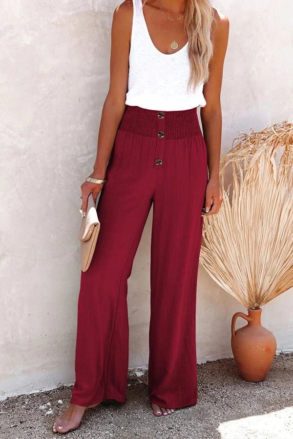 Women's Trousers | Button Front Elastic Waist