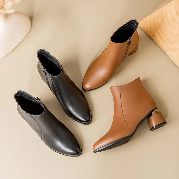 Boots For Women | Ankle Block Heel Side Zip
