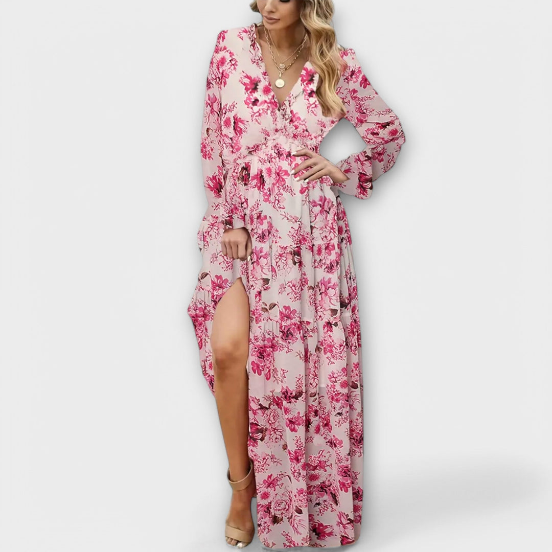 Women’s Dress | Floral V-Neck Long Sleeve Maxi